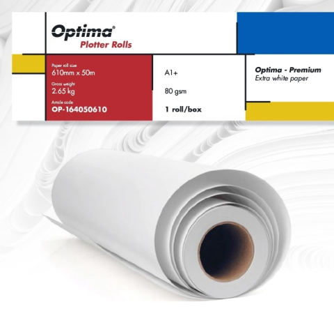 Hartie si articole din hartie - Rola plotter A1+, 80gr, 610mm x 50m, Optima Premium