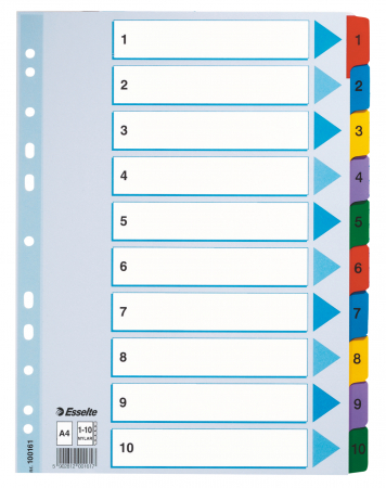 Organizare si arhivare - SEPARATOARE INDEX CARTON 1-10 MYLAR ESSELTE