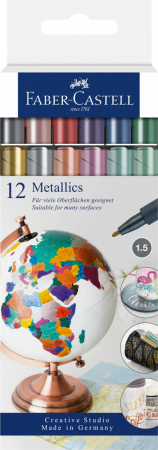 Produse si rechizite scolare - SET 12 BUC MARKER METALLICS FABER-CASTELL