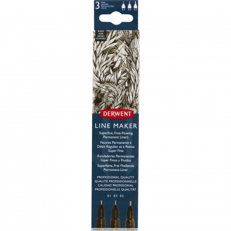 Linere si rollere - SET 3 BUC LINER GRAFIC PROFESIONAL (0.1/0.3/0.5 MM) NEGRU DERWENT