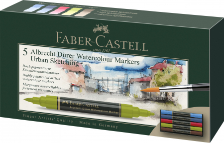 Produse si rechizite scolare - SET 5 MARKERE SOLUBILE SKETCHING A.DURER FABER-CASTELL