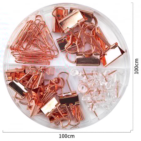 SET ACCESORII BIROU (AGRAFE, CLIPSURI, PIONEZE) AURIU DELI [2]