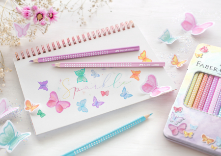 SET CADOU 12 CREIOANE COLORATE PASTEL SPARKLE FABER-CASTELL [2]