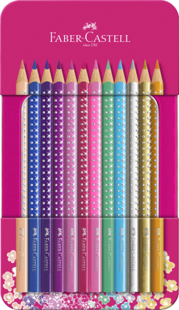 Instrumente de scris - SET CADOU 12 CREIOANE COLORATE SPARKLE FABER-CASTELL