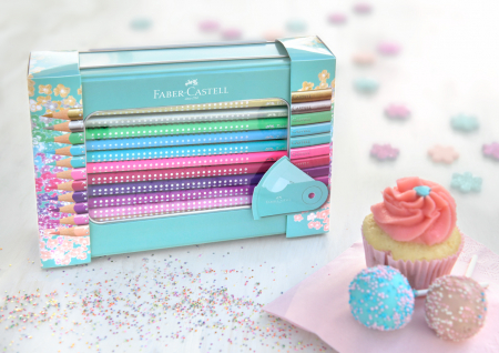 SET CADOU 20 CREIOANE COLORATE SPARKLE + ASC. SLEEVE FABER-CASTE [2]