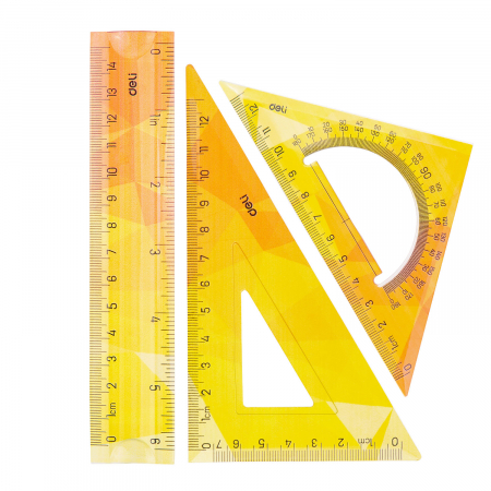 Truse geometrie - SET GEOMETRIE 3 PIESE FLEXIBIL COLOR (RIG.15, ECH.13CM, ECH.13CM) DELI