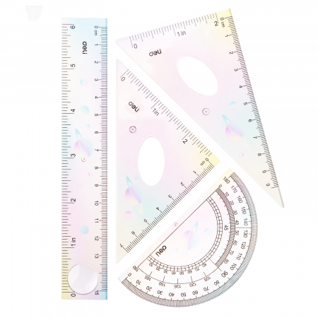SET GEOMETRIE 4 PIESE MULTICOLOR (RIG.15CM, ECH*2, RAP) DELI [1]