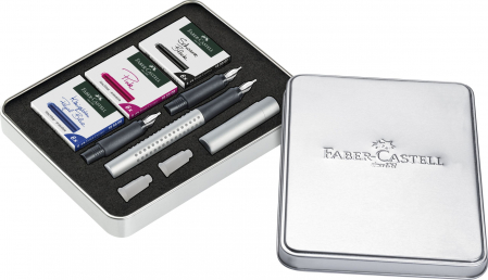 SET STILOU CALIGRAFIC GRIP 2011 ARGINTIU FABER-CASTELL [1]