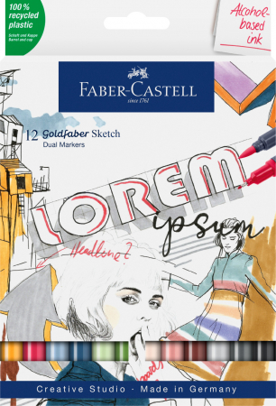 Produse si rechizite scolare - SKETCH MARKER 2 CAPETE SET 12 GOLDFABER FABER-CASTELL