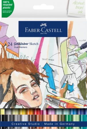 Produse si rechizite scolare - SKETCH MARKER 2 CAPETE SET 24 MANGA GOLDFABER FABER-CASTELL