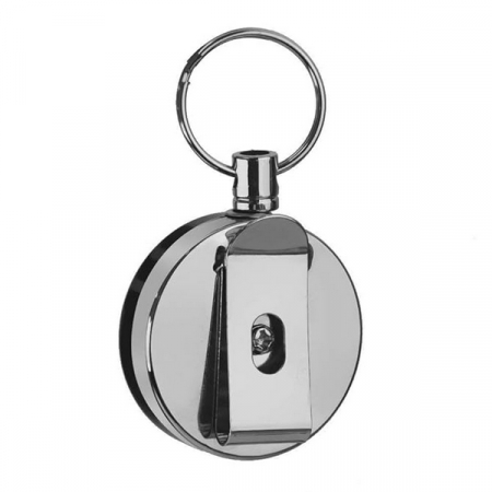 Ecusoane - Snur retractabil cu clip pentru buzunar ecuson, metalic, diametru 40 mm, lungime max 75 cm