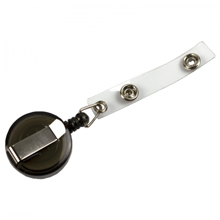 Accesorii de birou - Snur retractabil cu clip pentru buzunar ecuson, plastic, diam 32mm, l max 75cm - negru
