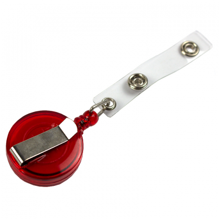 Ecusoane - Snur retractabil cu clip pentru buzunar ecuson,plastic, diam32mm, l max 75cm - rosu