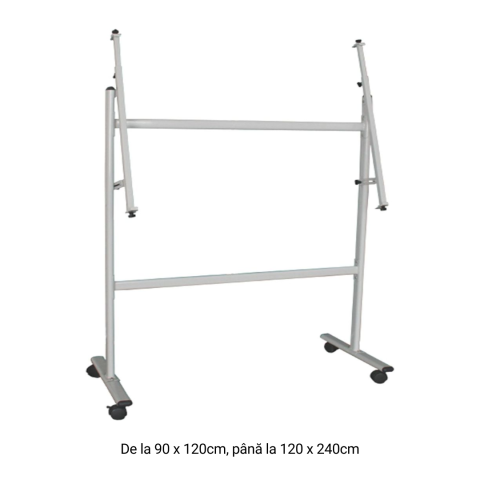 Comunicare si prezentare - Stand metalic pentru panouri de la 90 x 120cm pana la 120 x 240cm, pe rotile, Optima