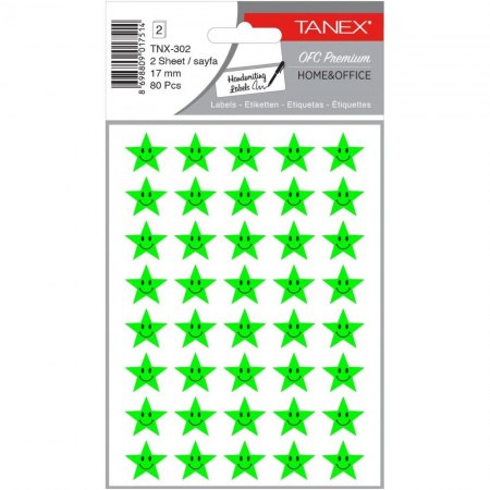 Produse si rechizite scolare - STICKER SMILEY STARS VERZI 80/SET TNX-302 TANEX