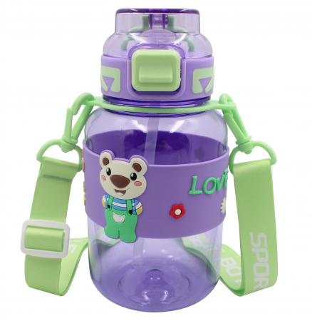 Diverse articole pentru birou - STICLA APA PETG 800ML CU DESCHIDERE AUTOMATA SI MANER TRANSPORT T-0118 NOKI