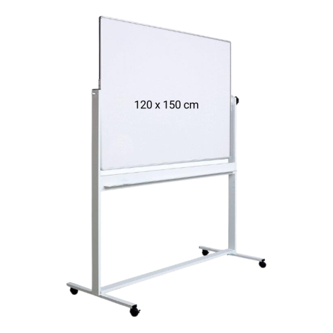 Comunicare si prezentare - Tabla alba magnetica, dubla fata, rotativa, 120 x 150 cm, pe stand mobil, profil aluminiu, Optima