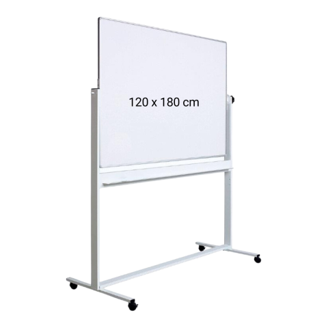 Comunicare si prezentare - Tabla alba magnetica, dubla fata, rotativa, 120 x 180 cm, pe stand mobil, profil aluminiu, Optima