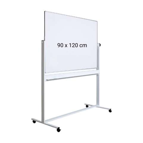 Comunicare si prezentare - Tabla alba magnetica, dubla fata, rotativa, 90 x 120 cm, pe stand mobil, profil aluminiu, Optima