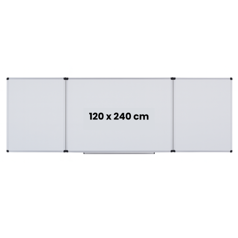 Comunicare si prezentare - Tabla alba magnetica, triptica, 120x240cm + 2 x 120x120cm, cu 5 suprafete de scris, Optima