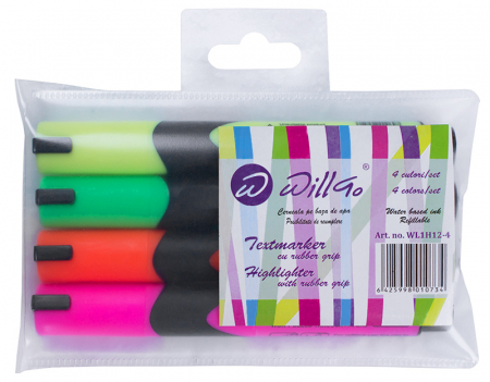 Produse si rechizite scolare - Textmarker 4 culori/set Willgo
