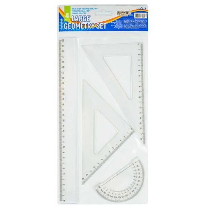 Truse geometrie - Trusa geometrie, 4 piese/set, liniar 20 cm - S-COOL