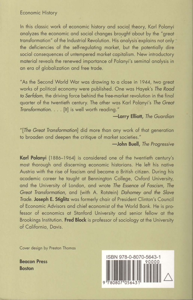 The great transformation (Karl Polanyi) [2]