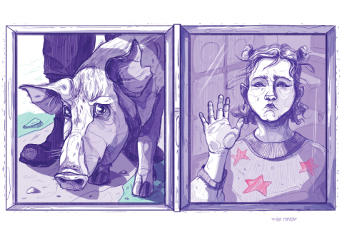 Ilustrații - De ce sunt vegană - Purcelul și fetița