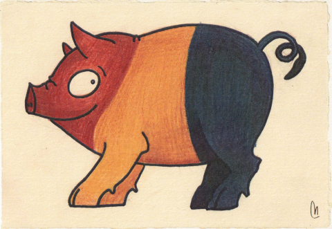 Ilustrații - Little patriotic pig