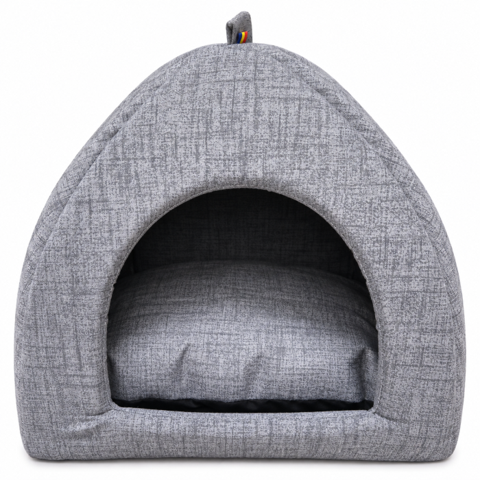 Casuta Piramida Lux Pet pentru Caini si Pisici, Culcus 40 x 40 x 40 cm, Gri [2]