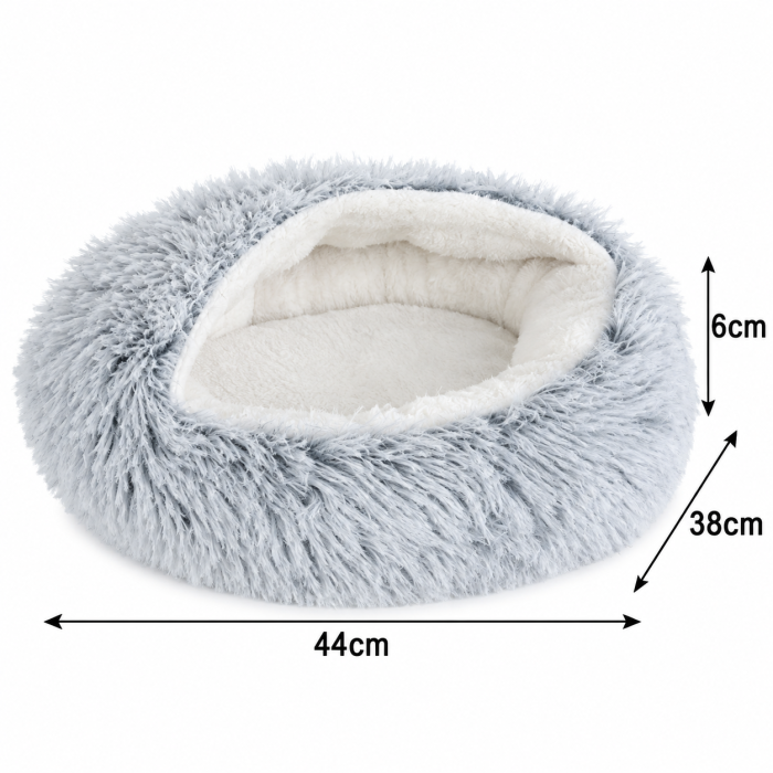 Pat Culcus Purlov pentru Pisici si Caini de Talie Mica, Plush Moale, Antiderapant, 44 x 38 x 6 cm, Gri [2]