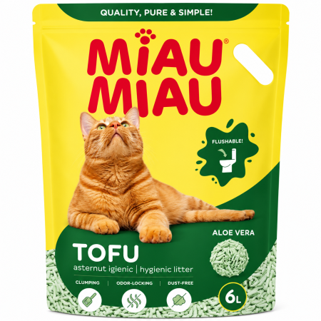 Asternuturi pisici - Asternut igienic pisici MIAU MIAU Tofu Aloe Vera 6L