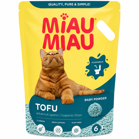 Asternuturi pisici - Asternut igienic pisici MIAU MIAU Tofu Baby Powder, 6L