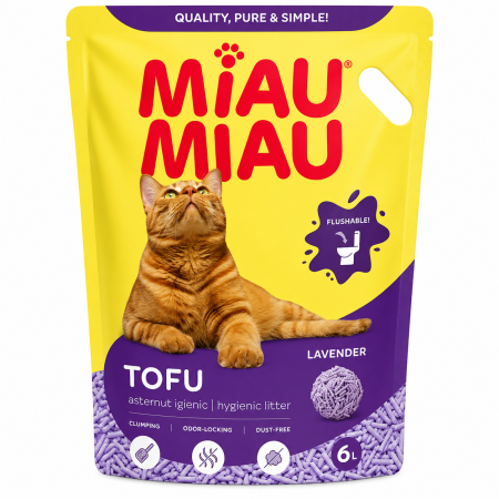 Asternuturi pisici - Asternut igienic pisici MIAU MIAU Tofu Lavanda, 6L