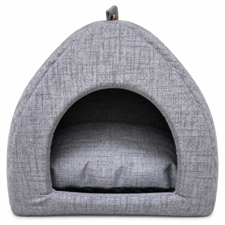 Casuta Piramida Lux Pet pentru Caini si Pisici, Culcus 40 x 40 x 40 cm, Gri [1]