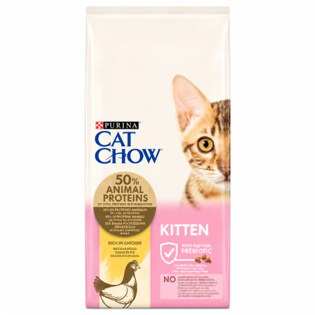 PISICI - Purina Cat Chow Kitten cu Pui 15 kg, Hrana Uscata pentru Pisoi si Pisici Junior
