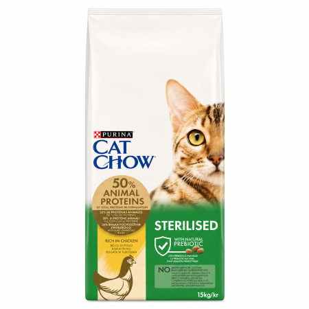 PISICI - Purina Cat Chow Sterilised cu Pui 15 kg, Hrana pentru Pisici Sterilizat