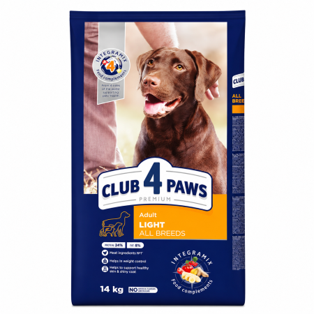 Hrana uscata caini - Club 4 Paws Premium Light cu Pui 14 kg, Hrana Uscata Caini Adulți pentru Controlul Greutatii