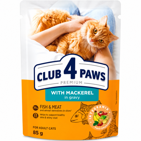 Hrana umeda pisici - Club 4 Paws Premium Hrana umeda pisici Macrou in sos 85g