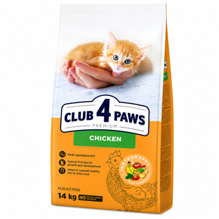 Hrana uscata pisici - Club 4 Paws Premium, Hrana uscata pentru pisoi, pui, 14kg