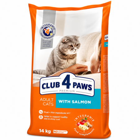 PISICI - Club 4 Paws Premium, Hrana uscata pisici adulte, cu Somon, 14kg