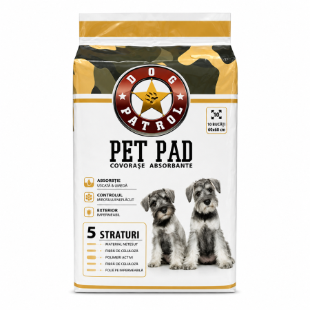 CAINI - Covorase Absorbante, Dog Patrol 60x60, 10 buc/pachet
