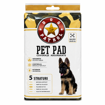 CAINI - Covorase Absorbante, Dog Patrol 60x90, 10 buc/pachet