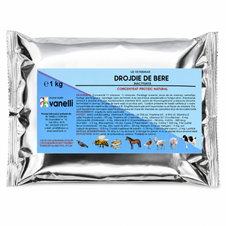 Hrana pasari curte - Drojdie de bere inactiva 1kg, Vanelli, concentrat proteic natural