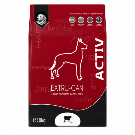 CAINI - Hrana uscata pentru Caini Adulti Activi, Extru Can, cu Vita, 10 Kg