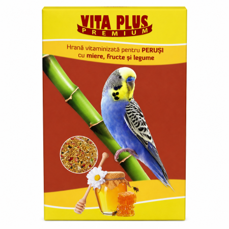 PASARI EXOTICE - Hrana vitaminizata pentru perusi Vita Plus cu miere, fructe si legume, 800 g