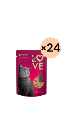 Hrana umeda My Love pentru pisoi (junior), plic in sos cu pui 80g, 24/bax