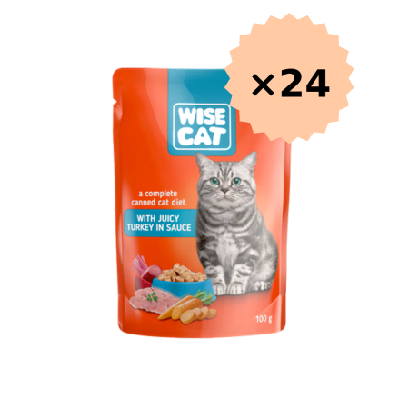 Hrana umeda pisici - Hrana umeda pentru pisici plic CPF WISE CAT CURCAN IN SOS, 24x100g