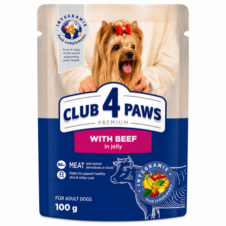 CAINI - Hrana umeda Premium caini, Club 4 Paws cu Vita in jeleu 100 g 