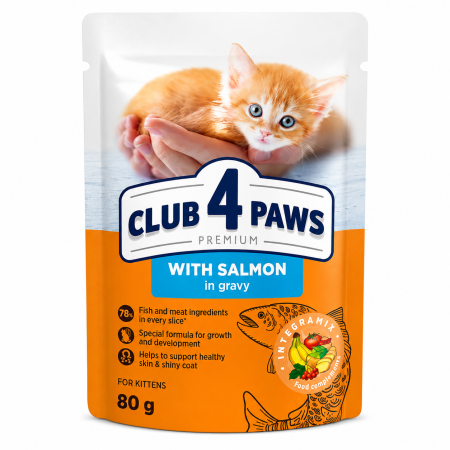 Hrana umeda pisici - Hrana umeda Premium pentru pisici, CLUB 4 PAWS, Kitten, Plic Pui in Sos, 80g